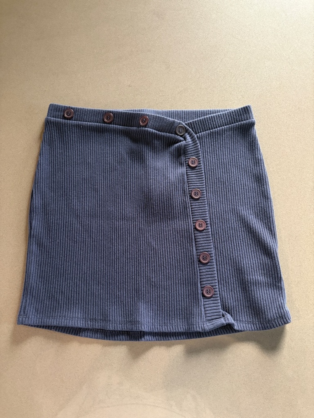 Urban Outfitters Navy Blue Ribbed Button Mini Skirt